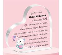 Migliore Amica Acrilico Placca Cuore Ornamenti Targhe e Cartelli Decorativi Laurea Donne Regali Compleanno Scrivania Segni Amicizia Apprezzare Regalo Natale Decorazione Distanza Addio Ricordi Gatto
