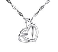 Migliore Amico Collane per 4 Elegante collana con ciondolo a forma di cuore con ciondolo a forma di cuore. Collane e ciondoli a doppio Collana Sensoriale Da Masticare per Ragazzi (Silver, One Size)