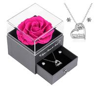 Migliore Mamma del Mondo - Rosa Eterna con Collana per Festa, Compleanno, Natale. Regalo per la Mamma. Rosa Caldo