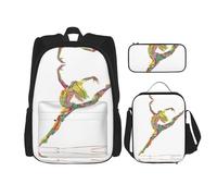 Migpkd A Dancer School Bag Pencil Case Lunch Bag Combinationbackpack for Kids School Bookbag