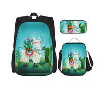 Migpkd Alpaca - Borsa per la scuola, astuccio portapranzo, zaino combinato, per bambini