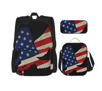 Migpkd American Eagle and Flag - Borsa per la scuola, astuccio per il pranzo, borsa combinatorezaino per la scuola per bambini
