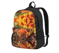 Migpkd Autumn Leaves Happy Thanksgiving Day Pumpkin School Backpack per ragazzi e ragazze, borsa per libri universitari, zaino leggero per laptop, zaino casual per laptop