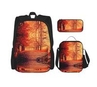 Migpkd Autunno Bella Autunno Hd Scuola Bag Matita Caso Lunch Bag Combinationbackpack per Bambini Scuola Bookbag