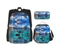 Migpkd Bella vista del mare zaino scuola astuccio portapranzo borsa combinatorezaino per la scuola dei bambini