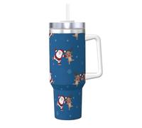 Migpkd Bicchiere con motivo natalizio da 1180 ml, con manico, isolamento estivo e tazza di raffreddamento per regalo di compleanno