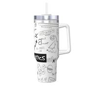 Migpkd Bicchiere con stampa matematica da 1180 ml, con manico, isolamento estivo e tazza di raffreddamento per regalo di compleanno