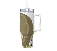 Migpkd Bicchiere da 1180 ml con simpatico elefante in stile cartone animato, con manico, isolamento estivo e tazza di raffreddamento per regalo di compleanno
