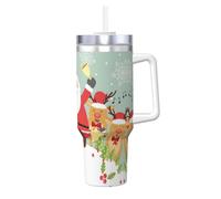 Migpkd Bicchiere natalizio con manico, isolamento estivo e tazza di raffreddamento per regalo di compleanno