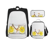 Migpkd Bicicletta con ruota di limone borsa scuola astuccio portapranzo borsa combinatorezaino per la scuola dei bambini