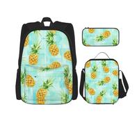 Migpkd Borsa per la scuola alla moda con ananas astuccio portapranzo borsa combinatorezaino per la scuola dei bambini
