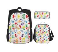 Migpkd Borsa per la scuola colorata a forma di mano arcobaleno astuccio portapranzo borsa combinatorezaino per la scuola dei bambini