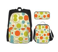 Migpkd Borsa per la scuola colorata retrò astratta astuccio portapranzo borsa combinatorezaino per la scuola dei bambini