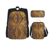 Migpkd Borsa per la scuola con albero giallo, astuccio portapranzo, zaino combinato, per bambini, borsa per libri scolastici