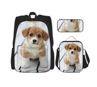 Migpkd Borsa per la scuola con cucciolo di cane carino astuccio portapranzo borsa combinatorezaino per la scuola dei bambini
