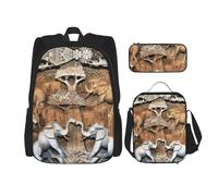 Migpkd Borsa per la scuola con elefanti della natura astuccio portapranzo borsa combinatorezaino per la scuola per bambini