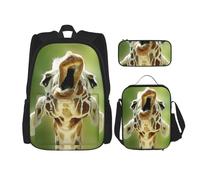 Migpkd Borsa per la scuola con motivo giraffa amante della scuola, astuccio portapranzo, borsa per libri per bambini