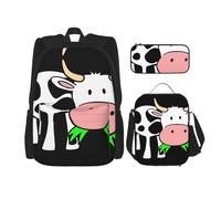 Migpkd Borsa per la scuola con mucca carina astuccio portapranzo borsa combinatorezaino per la scuola dei bambini