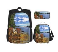 Migpkd Borsa per la scuola con paesaggio marino e spiaggia astuccio portapranzo borsa combinatorezaino per la scuola dei bambini