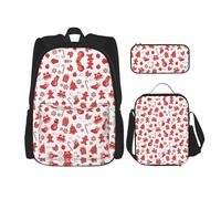Migpkd Borsa per la scuola con stampe natalizie, astuccio portapranzo, zaino combinato, per bambini