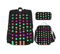 Migpkd Borsa per la scuola multicolore a pois astuccio portapranzo borsa combinatorezaino per la scuola dei bambini