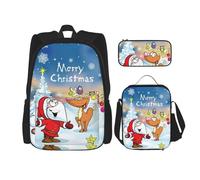 Migpkd Borsa per la scuola per il giorno di Natale, astuccio per il pranzo, zaino combinato, per bambini