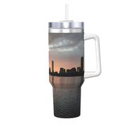 Migpkd Boston Charles River City Skyline Bicchiere con manico, isolamento estivo e tazza di raffreddamento per regalo di compleanno