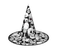 Migpkd Cappello da strega di Halloween con teschio malvagio per donne e uomini, accessori per cosplay, cappello da mago per feste in costume
