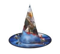 Migpkd Cappello da strega di Halloween della bandiera degli Stati Uniti per le donne degli uomini accessori cosplay per il cappello del mago del partito del