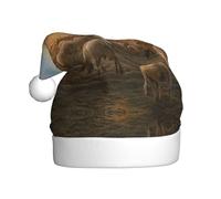 Migpkd Cappello di Babbo Natale al pascolo al tramonto, per adulti, per donne e uomini, per Natale, Capodanno, feste di Natale