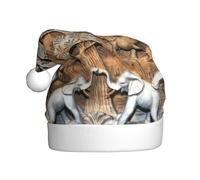 Migpkd Cappello di Babbo Natale con elefanti della natura, per adulti per donne e uomini, per Natale, Capodanno, feste di Natale