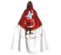 Migpkd Decorazione di Natale Bella Santa Claus Holding Presente Lungo Mantello Con Cappuccio Mantello Adulto Halloween Mantello Per Costumi Cosplay Unisex