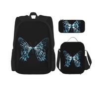 Migpkd Farfalla X Ray Zaino Scuola Astuccio Portapranzo Borsa Combinationbackpack per Bambini Scuola Bookbag