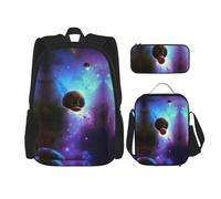 Migpkd Galaxy Planet - Borsa per la scuola, astuccio portapranzo, borsa combinatorezaino per la scuola per bambini