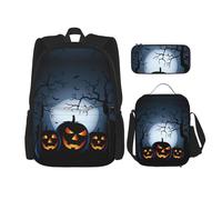 Migpkd Halloween con zucche borsa da scuola astuccio portapranzo borsa combinatorezaino per la scuola dei bambini