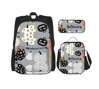 Migpkd Happy-Halloween-Day-Trick-Or-Treat School Bag Pencil Case Lunch Bag Combinationbackpack for Kids School Bookbag