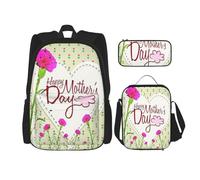 Migpkd Happy Mother's Day School Bag Pencil Case Lunch Bag Combinationbackpack for Kids School Bookbag