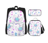 Migpkd Head School Bag Pencil Case Lunch Bag Combinationbackpack for Kids School Bookbag