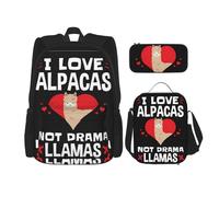 Migpkd I Love Alpacas, astuccio per la scuola, astuccio per il pranzo, zaino per la scuola per bambini