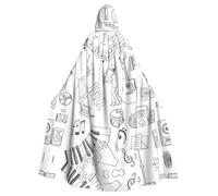 Migpkd Instruments Performers Notes And Little Birds Mantello Lungo Con Cappuccio Mantello Adulto Halloween Mantello Per Costumi Cosplay Unisex