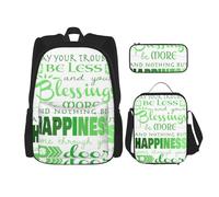 Migpkd Irish Blessing St Patrick's Day School Bag Pencil Case Lunch Bag Combinationbackpack for Kids School Bookbag