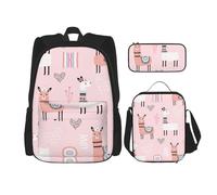 Migpkd Llama, borsa per la scuola, astuccio portapranzo, zaino combinato, per bambini