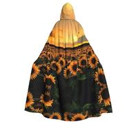 Migpkd Mantello lungo con cappuccio con fiore di sole mantello per adulti Halloween mantello per costumi cosplay unisex