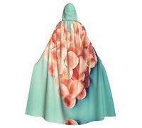 Migpkd Mantello lungo con cappuccio con petali floreali a forma di cuore mantello per adulti Halloween mantello per costumi cosplay unisex