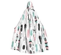 Migpkd Mantello lungo con cappuccio con piuma, per adulti, per Halloween, cosplay, unisex