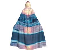 Migpkd Mantello lungo con cappuccio da spiaggia con sole e nuvola, per adulti, per Halloween, costume cosplay unisex
