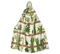 Migpkd Mantello lungo con cappuccio per cactus, pianta tropicale, mantello per Halloween, per cosplay, unisex