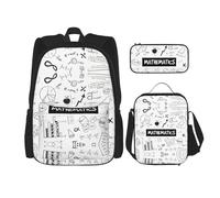 Migpkd Matematica Stampa Scuola Borsa Matita Astuccio Borsa Pranzo Combinationbackpack per Bambini Scuola Bookbag