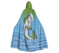 Migpkd Pesca Salto Fuori Dell'acqua Lungo Con Cappuccio Mantello Mantello Adulto Halloween Mantello Per Costumi Cosplay Unisex
