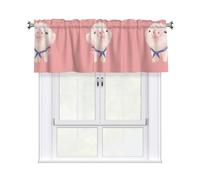 Migpkd Pink Pig - Tende mantovane corte con tasca per asta, per soggiorno, 137 x 45 cm